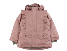 En Fant burlwood glitter winter jacket with ruffles  